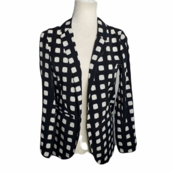 TOPSHOP blazer black and white windowpane check boyfriend coat 2 - Picture 1 of 8